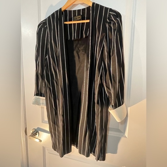 Algo 80’s 90’s Pinstripes Dress Jacket Light Shoulder Pads - Picture 2 of 10